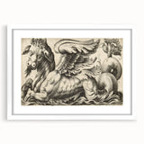 Medieval Gothic Canvas - Vintage Mythical Beast Illustration Wall Art