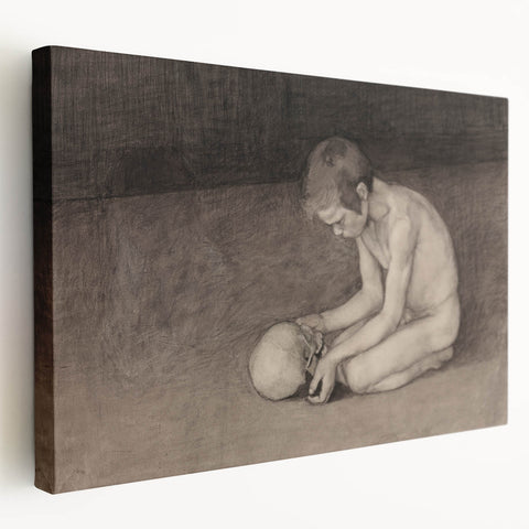Gothic Artworks - Contemplative Figure with Skull for Dark Decor Style