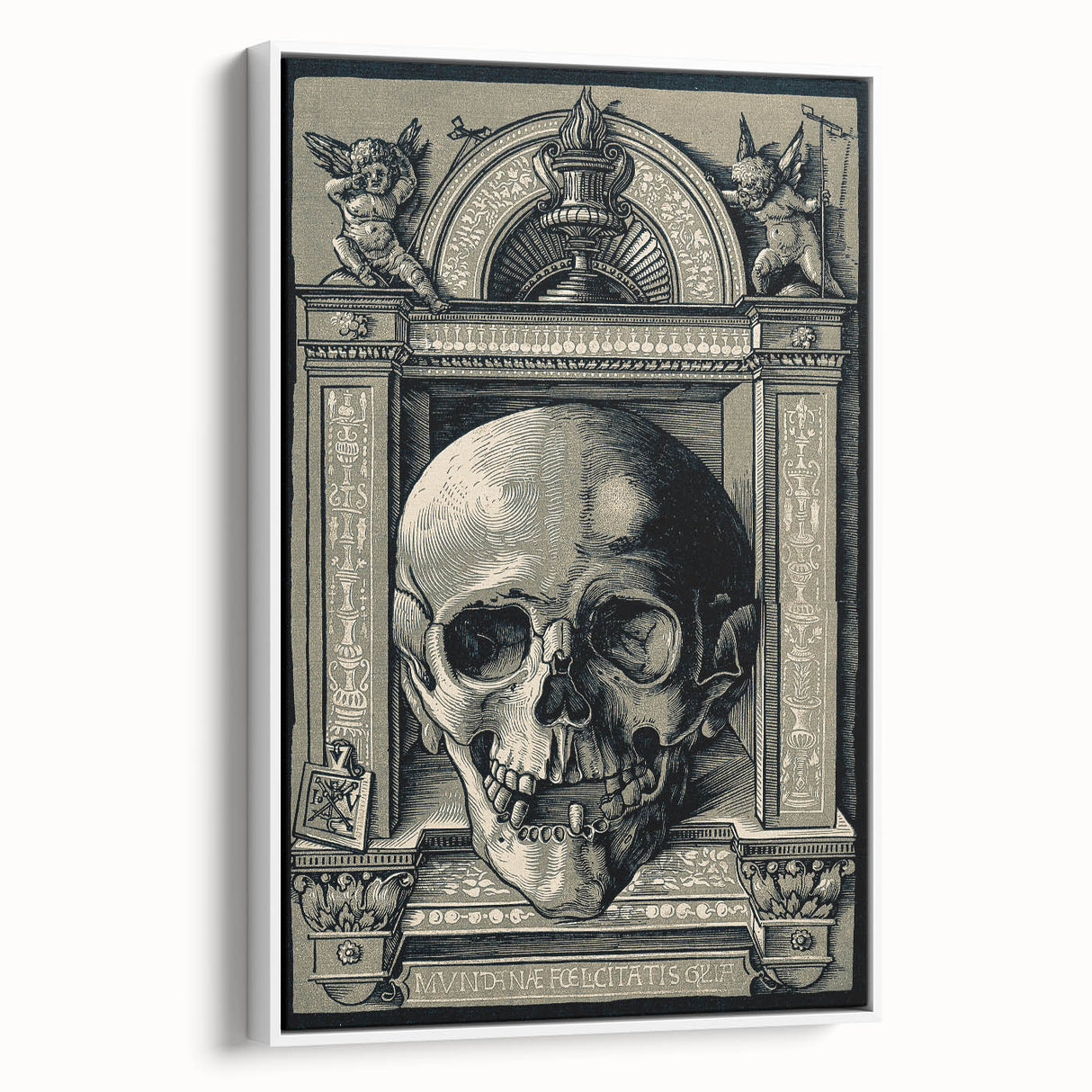 Medieval Gothic Canvas - Intricate Skull Illustration Gothic Wall Art