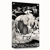 Dark Decor Style - Mysterious Owls Illustration on Gothic Canvas Print