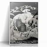 Dark Decor Style - Mysterious Owls Illustration on Gothic Canvas Print