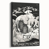 Dark Decor Style - Mysterious Owls Illustration on Gothic Canvas Print