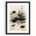Dark Gothic Art: Mysterious Crows and Wolves in Vintage Gothic Print