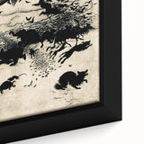 Dark Gothic Art: Mysterious Crows and Wolves in Vintage Gothic Print