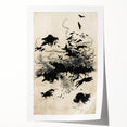 Dark Gothic Art: Mysterious Crows and Wolves in Vintage Gothic Print