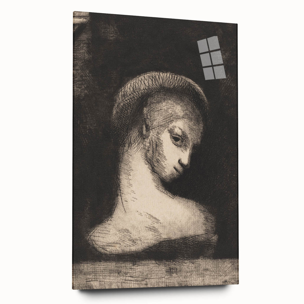 Medieval Gothic Canvas: Mysterious Female Figure in Dark Gothic Art