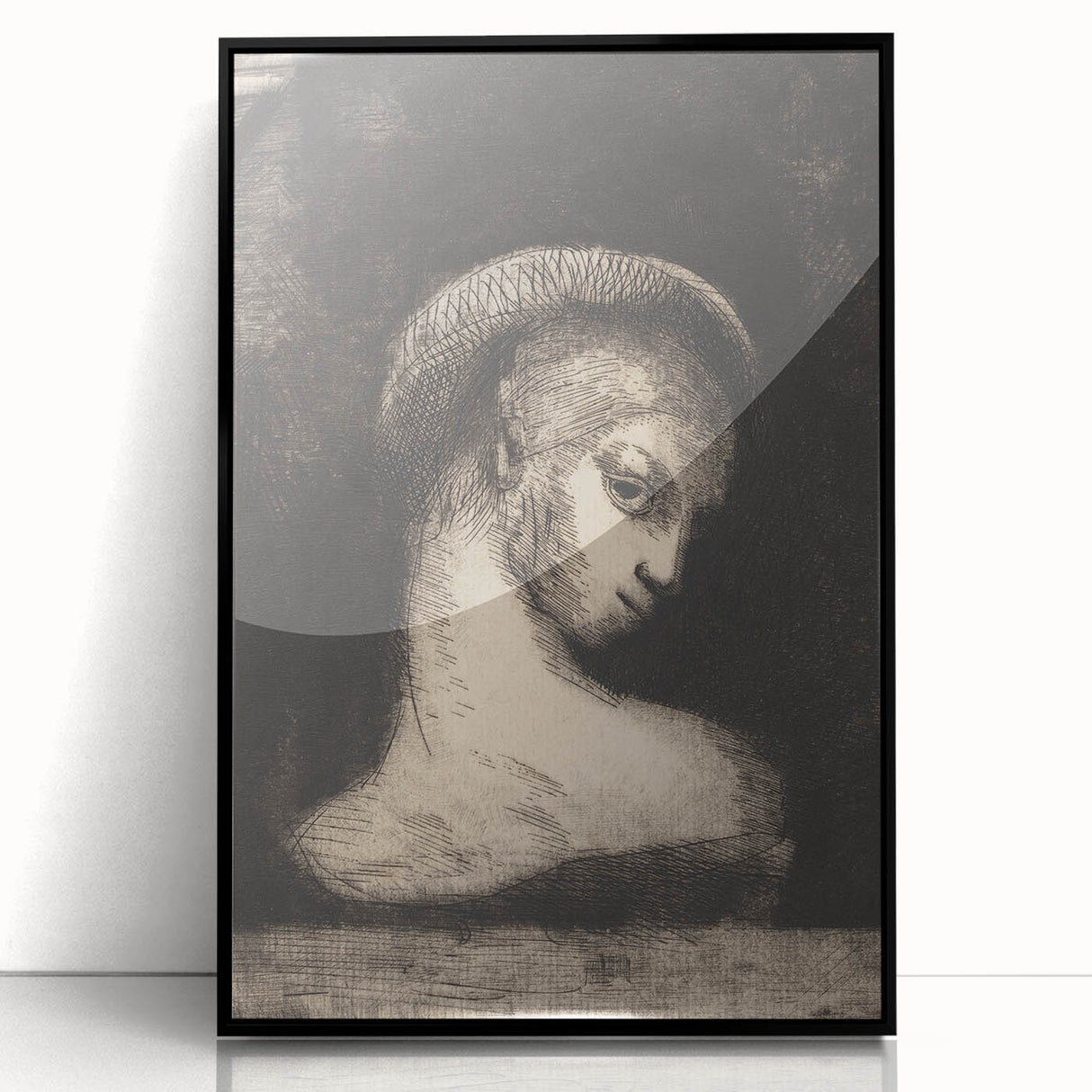 Medieval Gothic Canvas: Mysterious Female Figure in Dark Gothic Art
