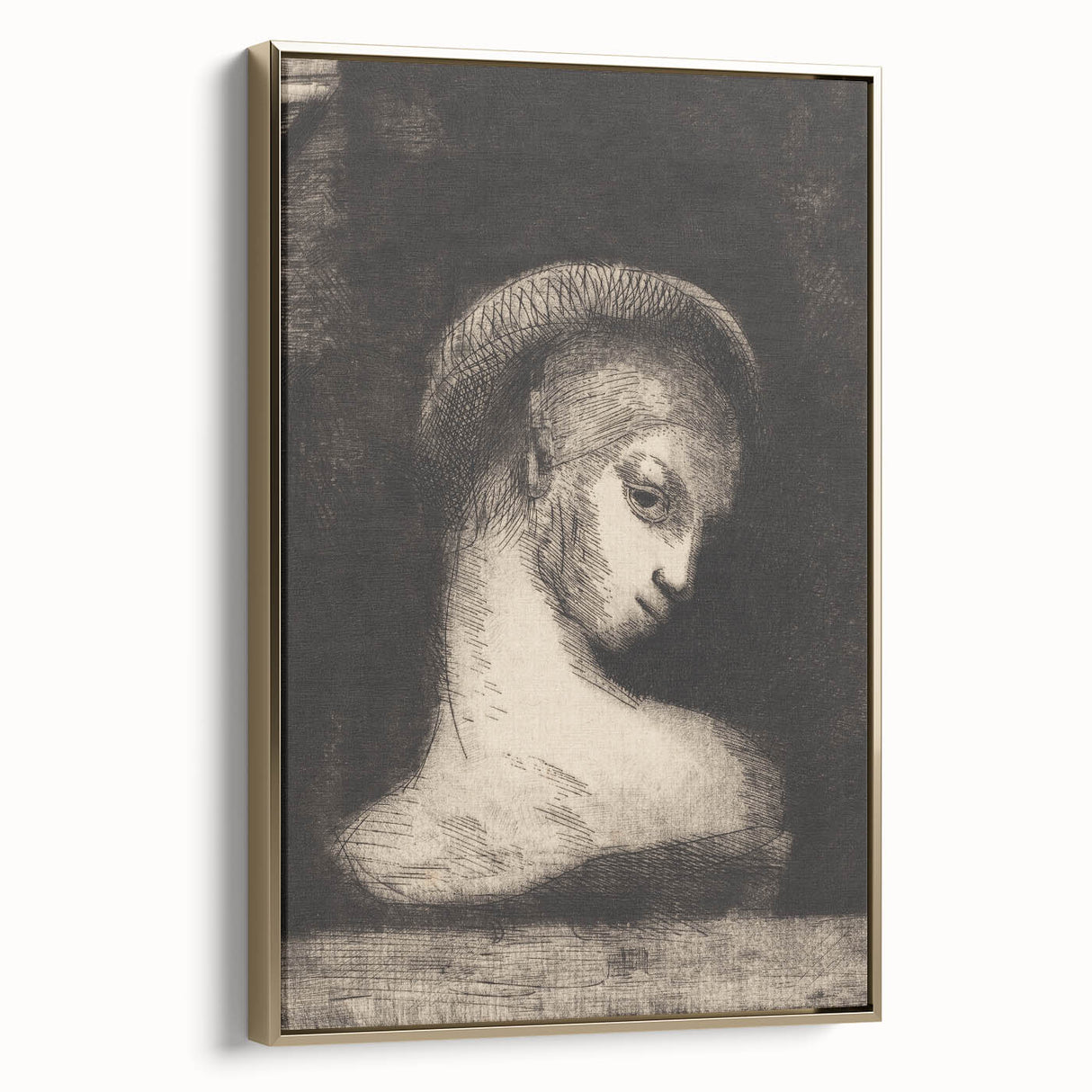 Medieval Gothic Canvas: Mysterious Female Figure in Dark Gothic Art