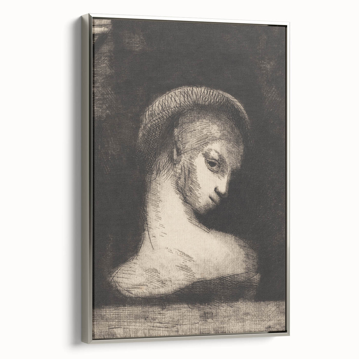 Medieval Gothic Canvas: Mysterious Female Figure in Dark Gothic Art