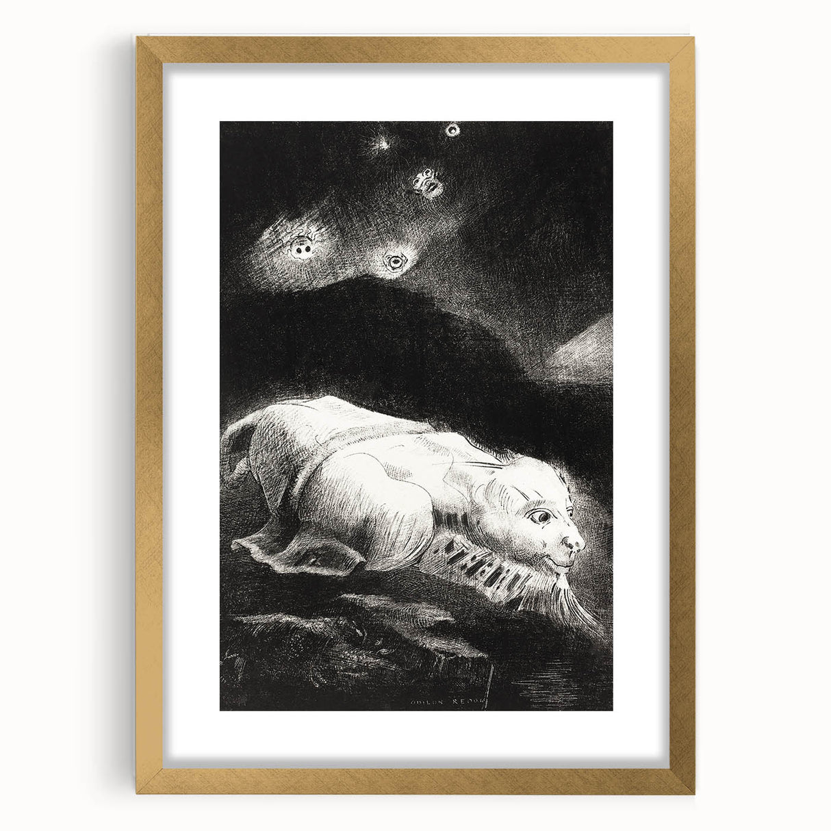Fantastical Creature Under Stars - Gothic Mystical Wall Art Print