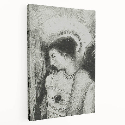 Victorian Lady with Halo Print - Elegant Gothic Portrait Wall Art