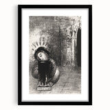 Gothic Wall Art: Dark Mystical Figure in Medieval Cathedral Scene