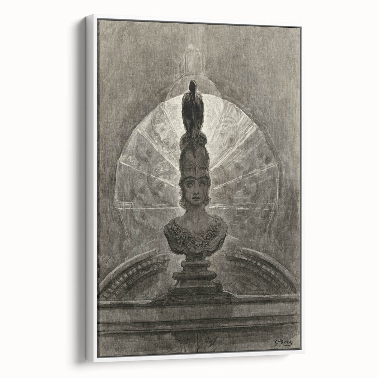 Gothic Wall Art - Medieval Bust with Dark Raven in Vintage Gothic Print