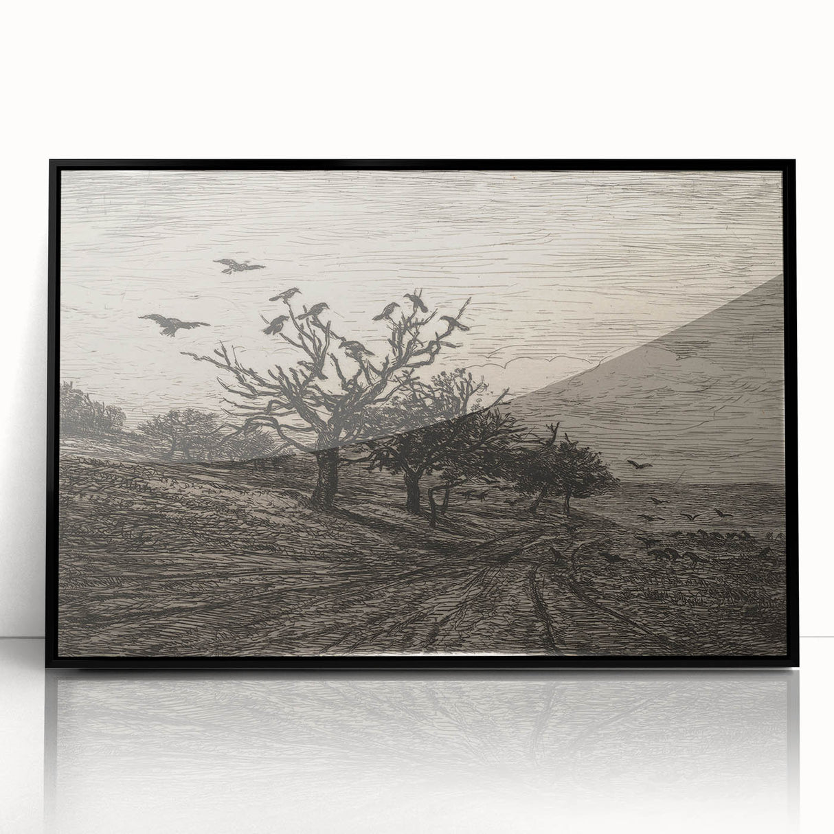 Gothic Artworks - Crows in Barren Landscape for Dark Decor Style