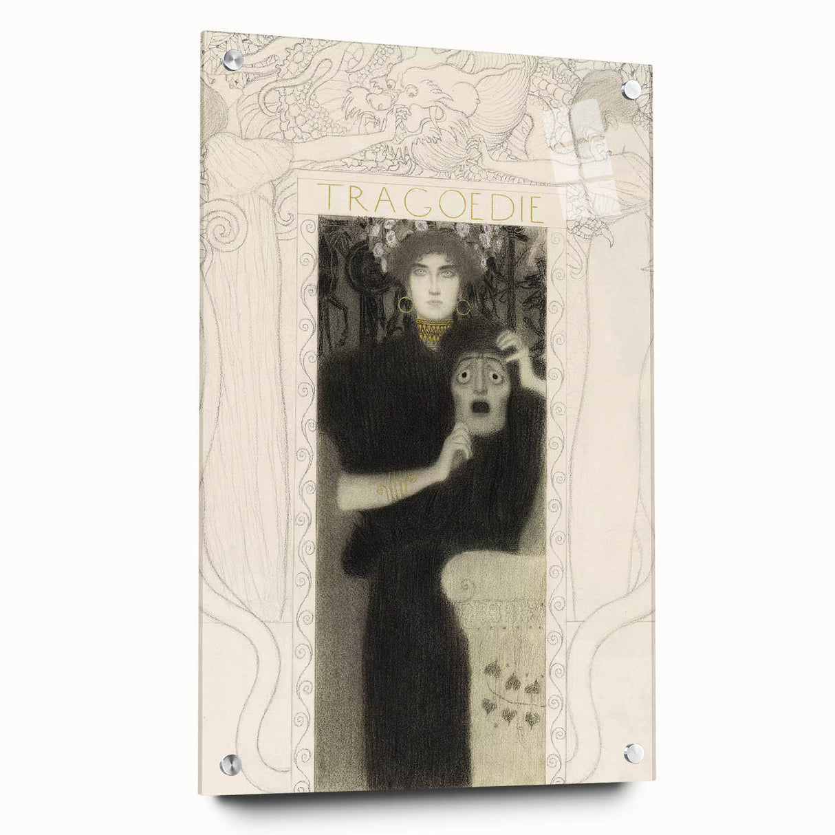 Gothic Wall Art - Tragic Mask and Woman in Vintage Gothic Fantasy Print