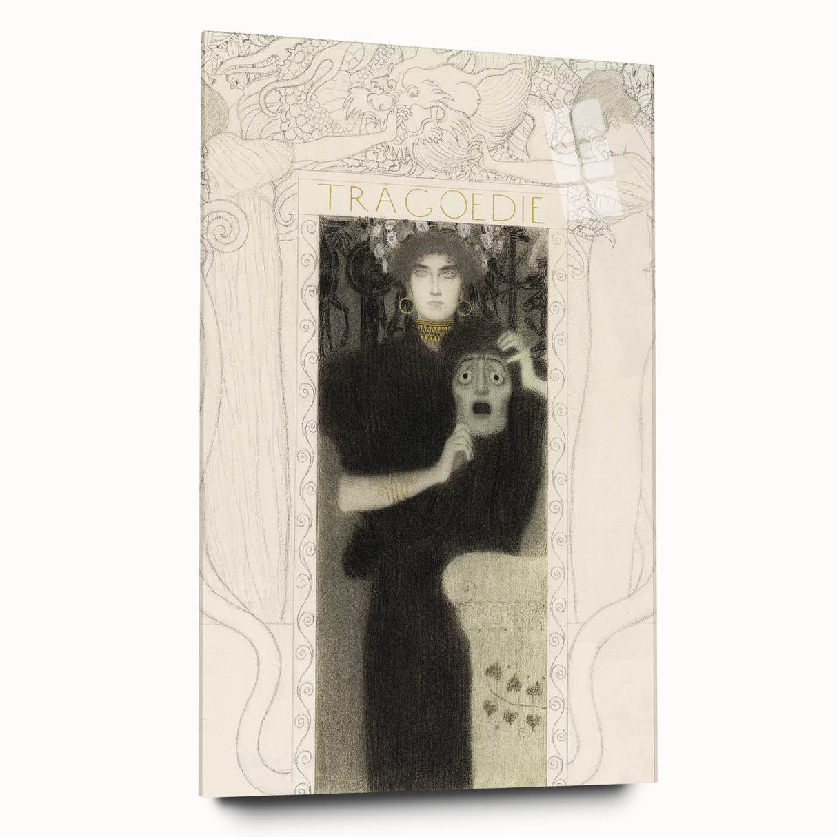 Gothic Wall Art - Tragic Mask and Woman in Vintage Gothic Fantasy Print