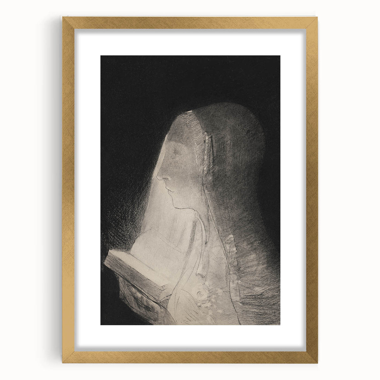 Gothic Wall Art – Vintage Gothic Print of Veiled Woman Reading