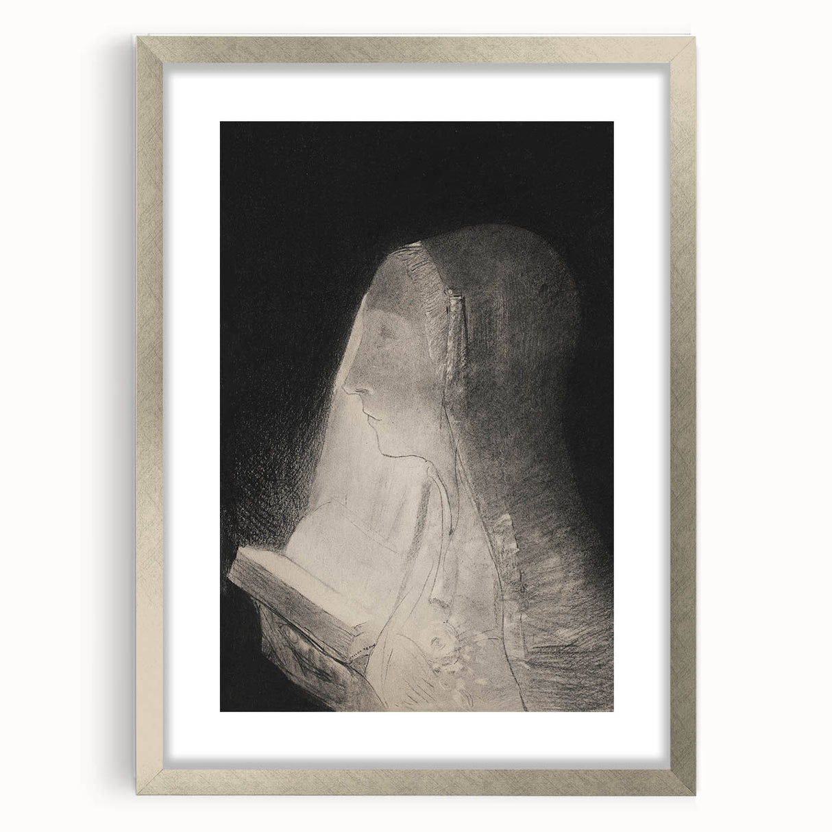 Gothic Wall Art – Vintage Gothic Print of Veiled Woman Reading