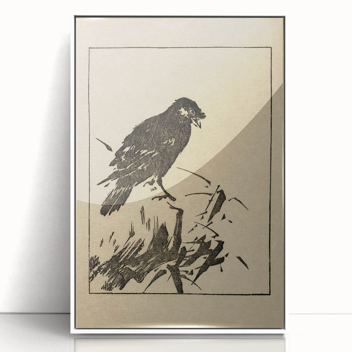 Minimalist Bird Grunge Art - Abstract Black and White Canvas Print