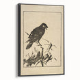 Minimalist Bird Grunge Art - Abstract Black and White Canvas Print