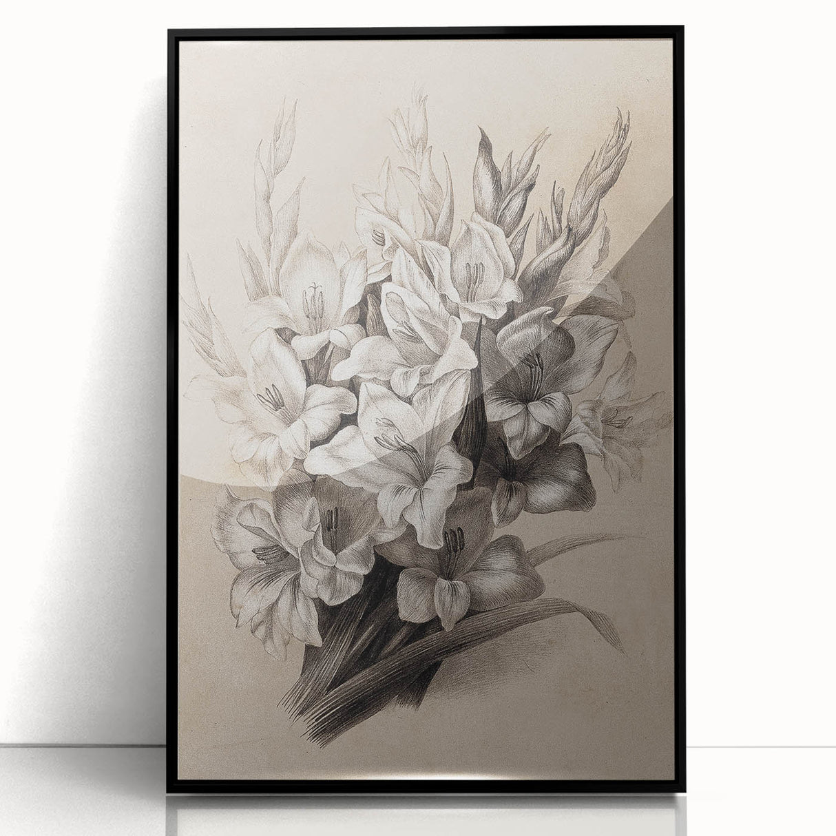 Vintage Floral Grunge Art - Distressed Black and White Canvas Print