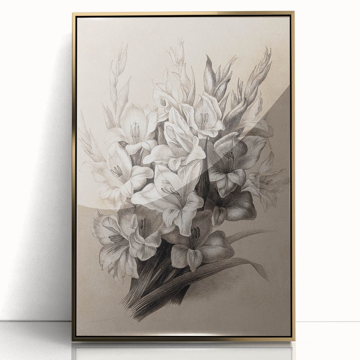 Vintage Floral Grunge Art - Distressed Black and White Canvas Print