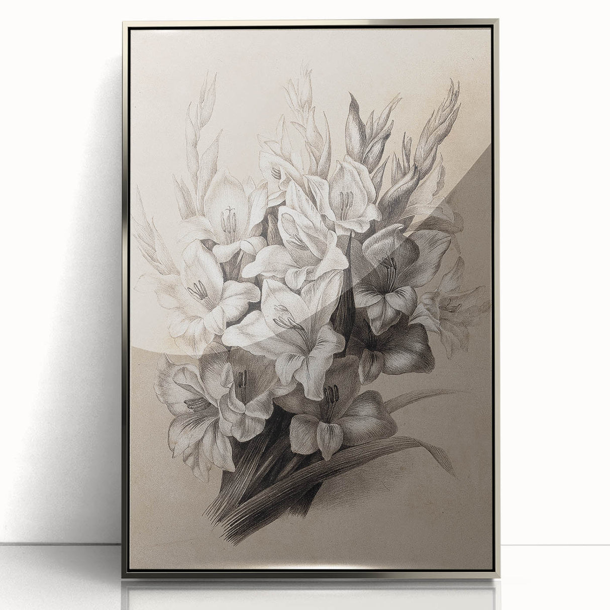Vintage Floral Grunge Art - Distressed Black and White Canvas Print