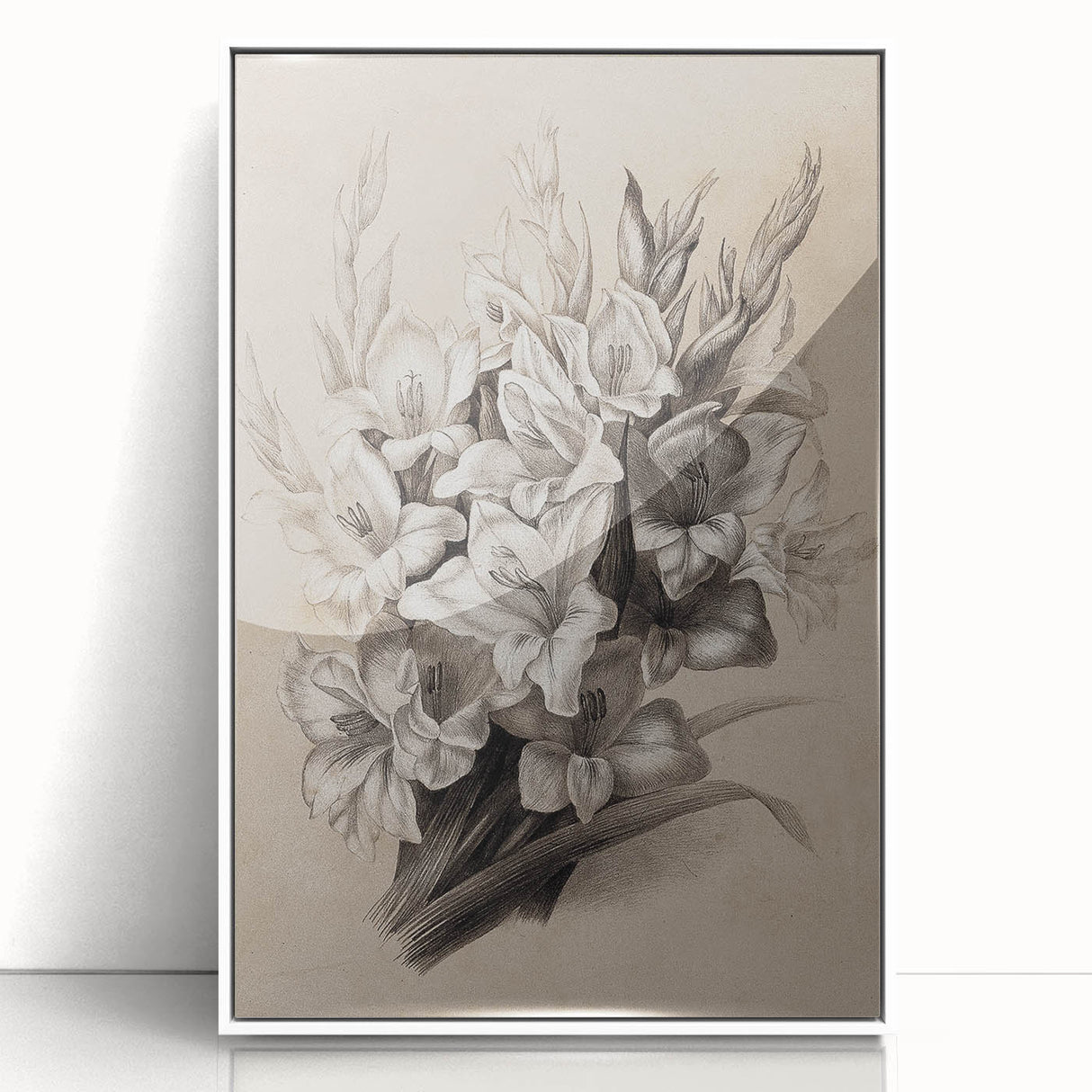 Vintage Floral Grunge Art - Distressed Black and White Canvas Print