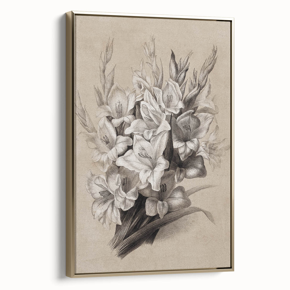 Vintage Floral Grunge Art - Distressed Black and White Canvas Print
