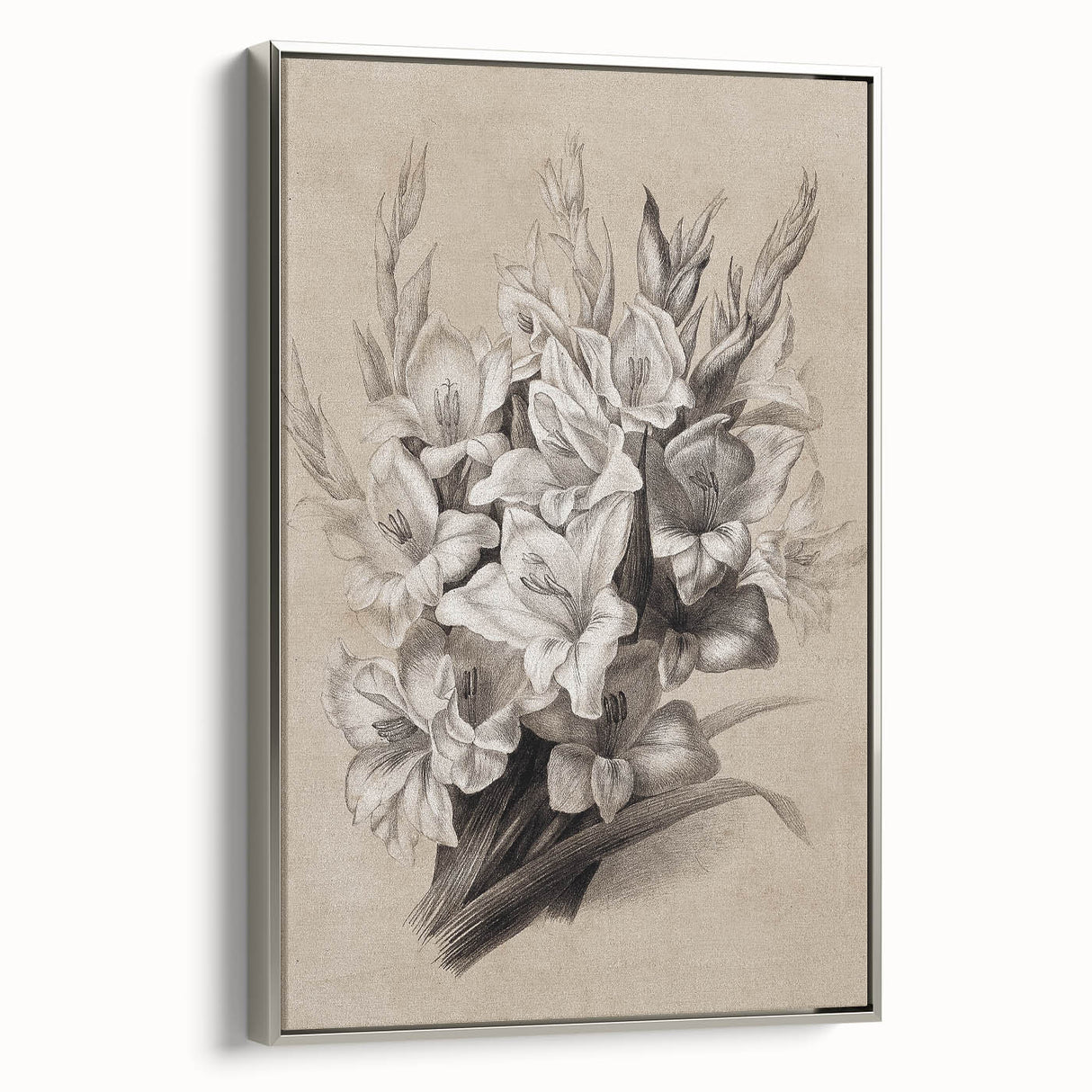 Vintage Floral Grunge Art - Distressed Black and White Canvas Print