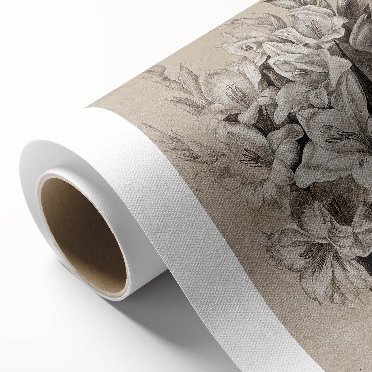 Vintage Floral Grunge Art - Distressed Black and White Canvas Print