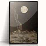 Vintage Moonlit Landscape Grunge Wall Art - Cosmic Grunge Canvas Print