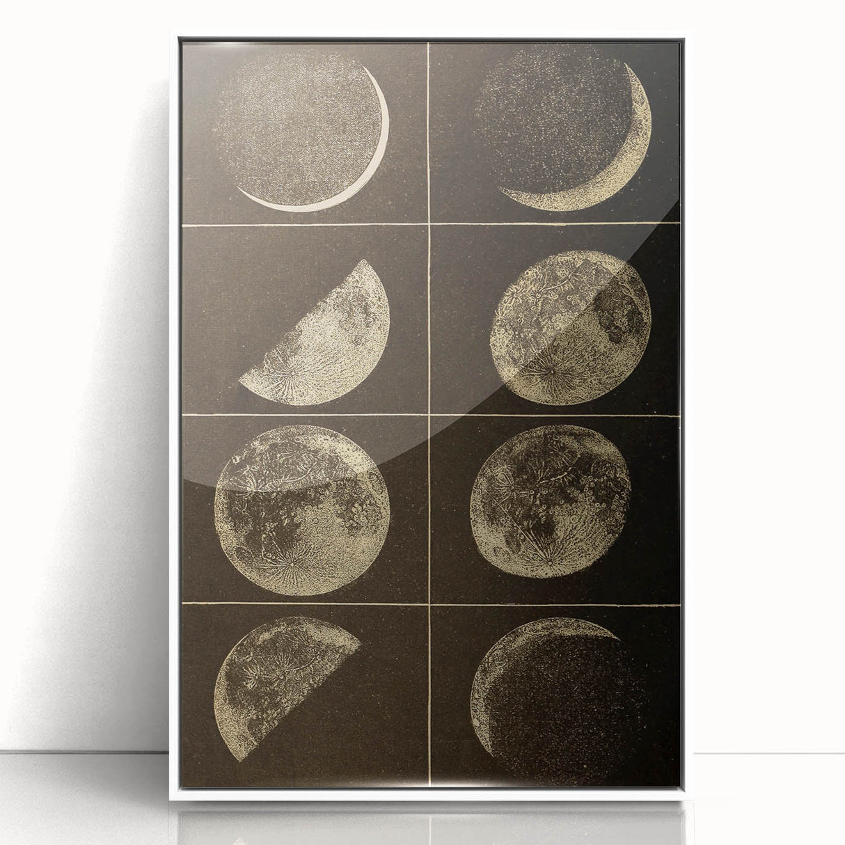 Phases of the Moon Grunge Wall Art - Vintage Lunar Grunge Canvas Print