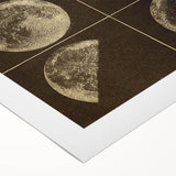 Phases of the Moon Grunge Wall Art - Vintage Lunar Grunge Canvas Print