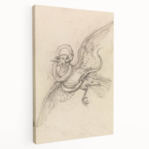Grunge Wall Art | Vintage Grunge Bird Sketch | Abstract Grunge Aesthetic