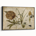 Grunge Wall Art: Botanical Insects Illustration | Vintage Grunge Canvas Print