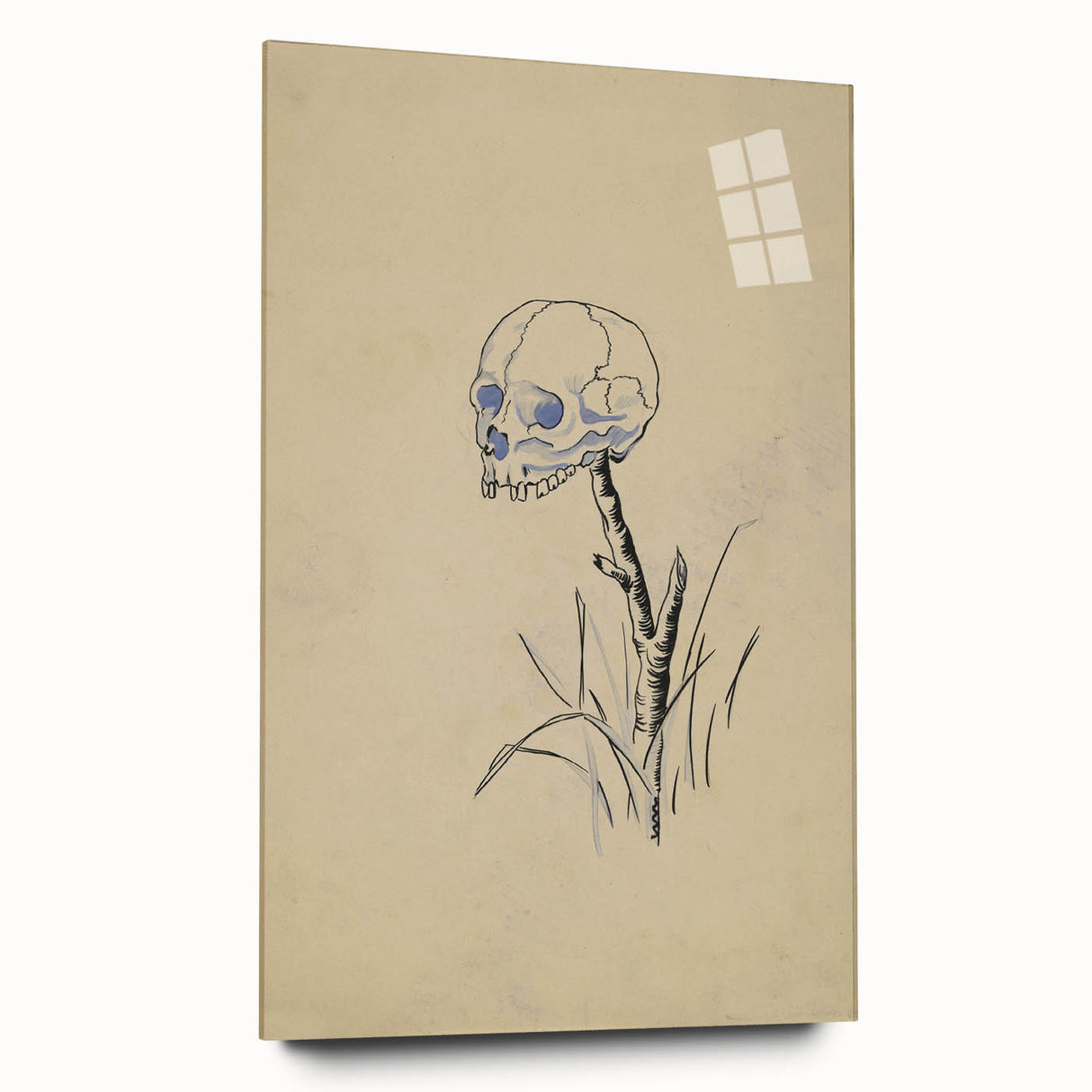 Grunge Wall Art | Vintage Skull on Stick Sketch | Abstract Grunge Print