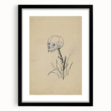 Grunge Wall Art | Vintage Skull on Stick Sketch | Abstract Grunge Print