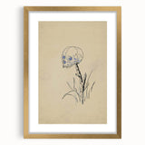 Grunge Wall Art | Vintage Skull on Stick Sketch | Abstract Grunge Print