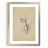 Grunge Wall Art | Vintage Skull on Stick Sketch | Abstract Grunge Print