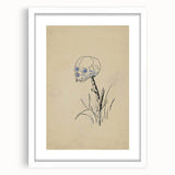 Grunge Wall Art | Vintage Skull on Stick Sketch | Abstract Grunge Print