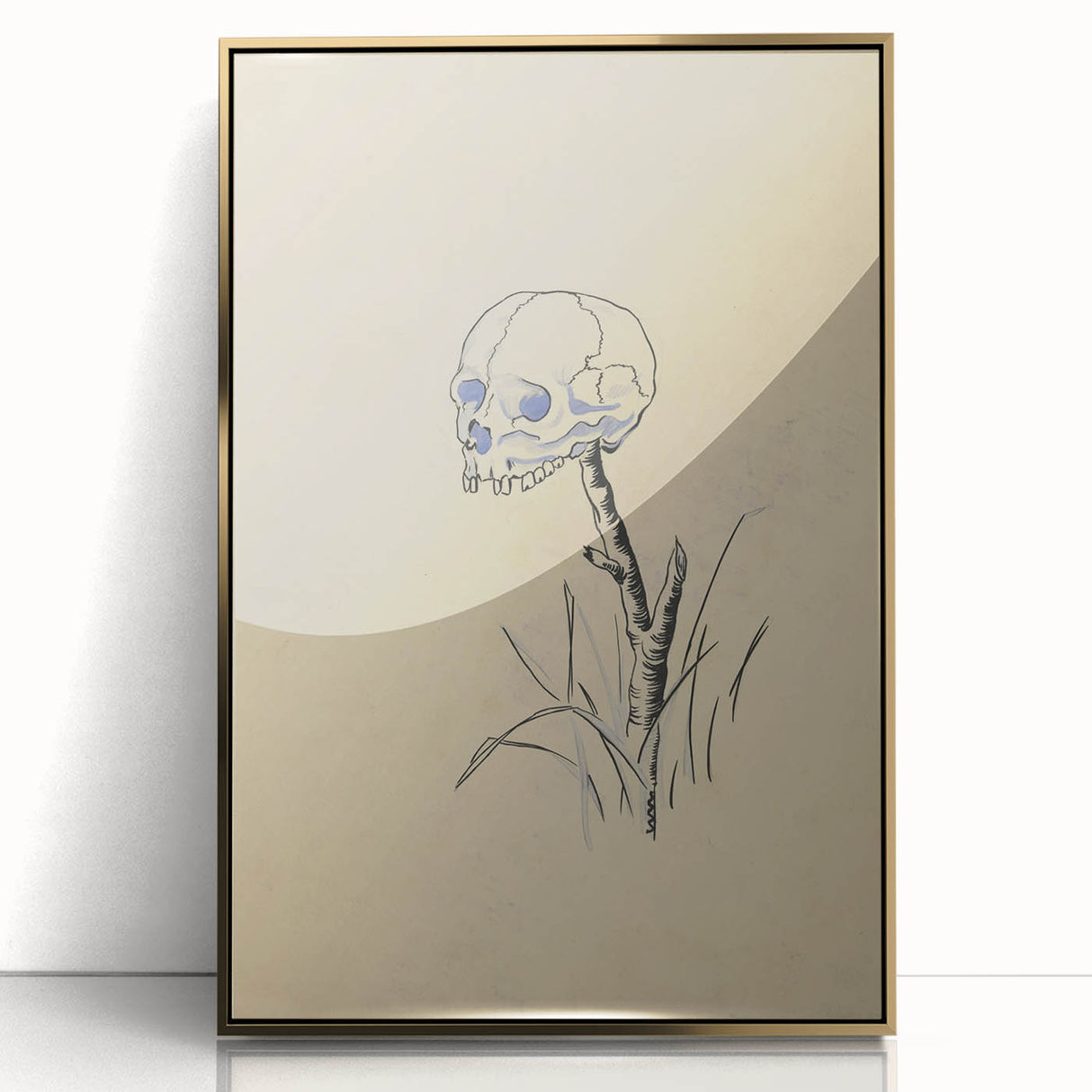 Grunge Wall Art | Vintage Skull on Stick Sketch | Abstract Grunge Print