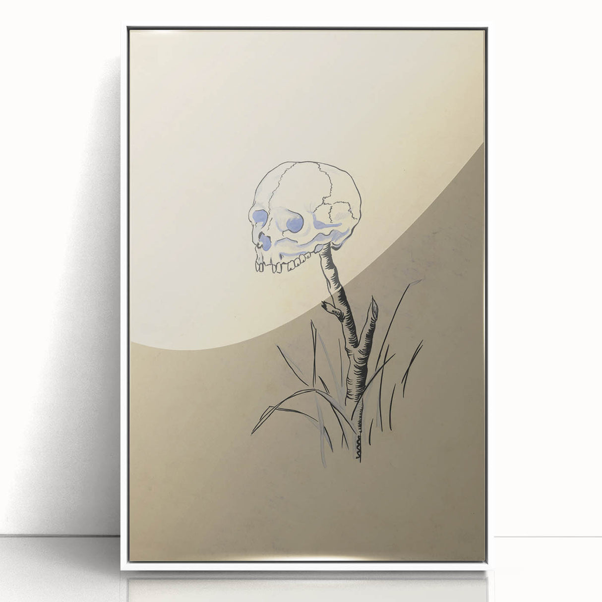 Grunge Wall Art | Vintage Skull on Stick Sketch | Abstract Grunge Print