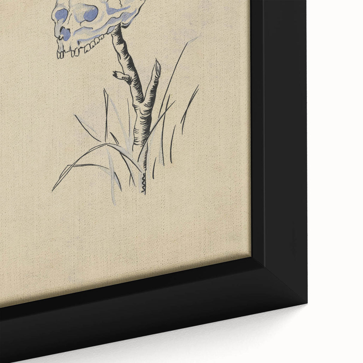 Grunge Wall Art | Vintage Skull on Stick Sketch | Abstract Grunge Print