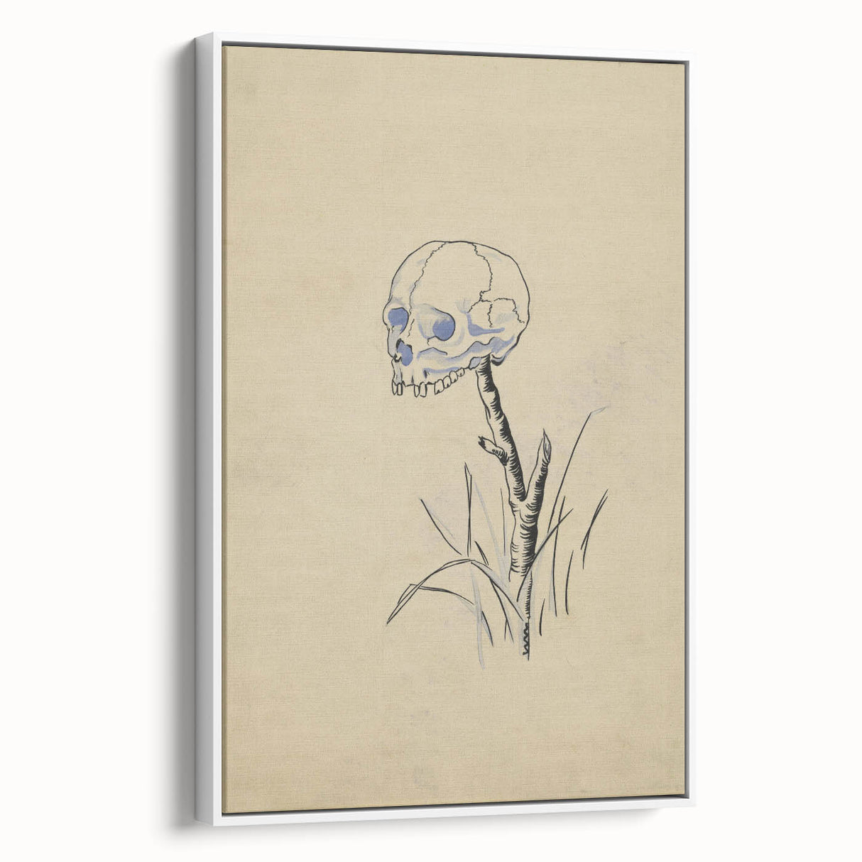 Grunge Wall Art | Vintage Skull on Stick Sketch | Abstract Grunge Print