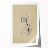 Grunge Wall Art | Vintage Skull on Stick Sketch | Abstract Grunge Print