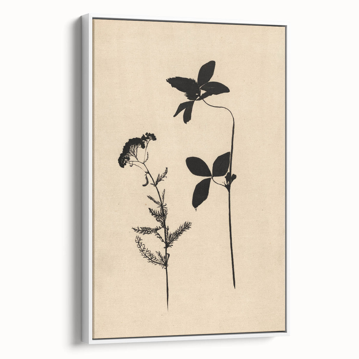 Grunge Wall Art - Botanical Silhouette Grunge Canvas Print for Decor