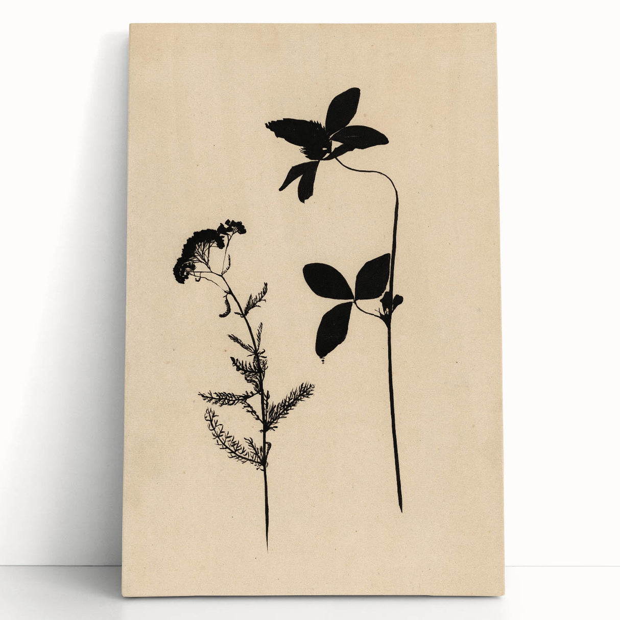 Grunge Wall Art - Botanical Silhouette Grunge Canvas Print for Decor