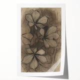 Grunge Wall Art - Floral Charcoal Sketch Grunge Canvas Print for Decor