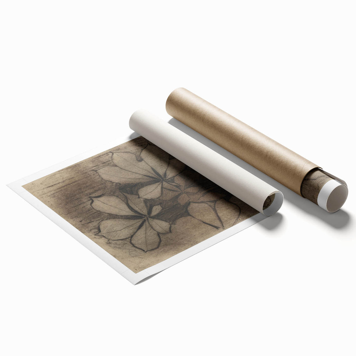 Grunge Wall Art - Floral Charcoal Sketch Grunge Canvas Print for Decor
